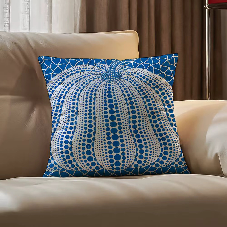 Yayoi Kusama Kissenbezug mit abstraktem Kürbis-Design in Multicolor, seidiger Kurzplüsch mit unsichtbarem Reißverschluss und Anti-Dustmite-Funktion - Bild 3
