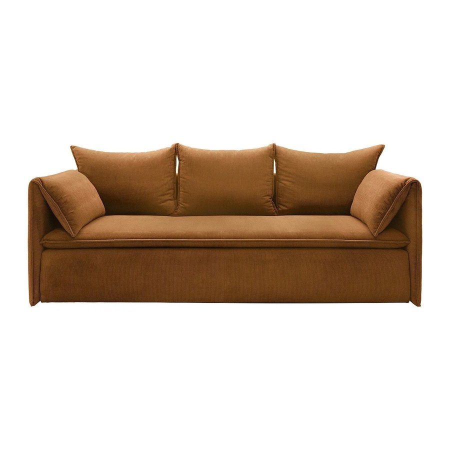 Vente-unique Schlafsofa Teodora in Terracotta mit Cord-Bezug und Armlehnen, Breite: 218 cm - Bild 2
