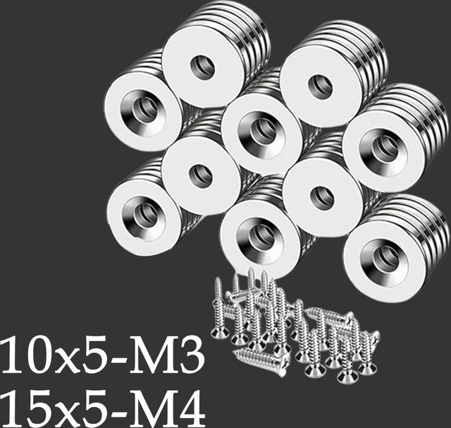 U-POLEMAG Mehrzweck-Kreismagnet mit Senkbohrung 10x5-M3/15x5-M4 für Whiteboards, DIY und Büro - Bild 1
