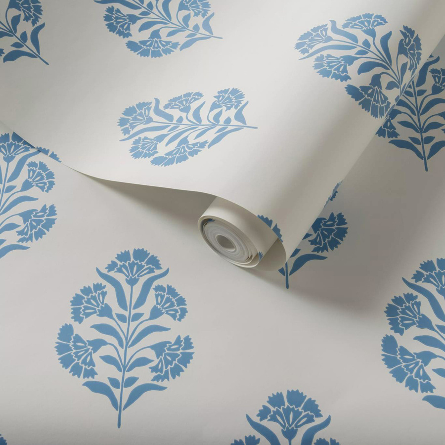 Clarke & Clarke Tapete Standen Denim in Blau mit floralem Botanical-Design, Vlies, matt - Bild 1