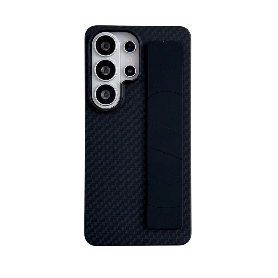 Luxuriöse Silikon-Handyhülle mit Armband und Carbonfaser-Textur für Samsung S26 S25 S24 S23 Ultra Plus, Farbe: Schwarz - Bild 4