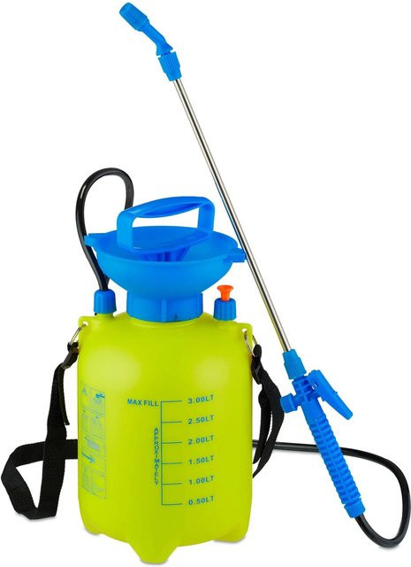 Relaxdays Drucksprüher aus Kunststoff in Gelb und Blau mit 3 Liter Fassungsvermögen und verstellbarer Lanze - Bild 1