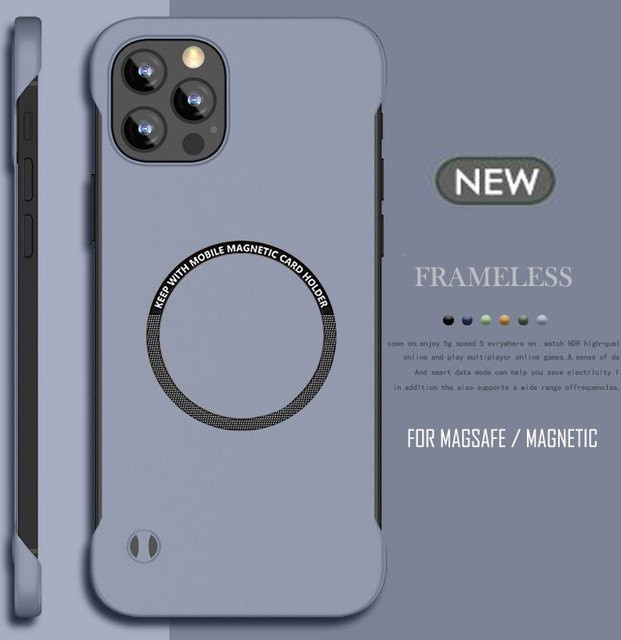 Ultradünne rahmenlose MagSafe magnetische kabellose Lade-Hülle aus Hart-PC für Apple iPhone in Blau - Bild 1
