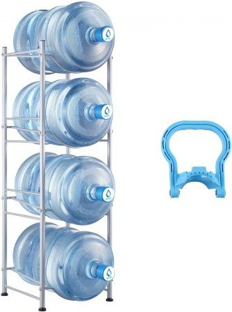 VEVOR Wasserflaschenhalter für 4 Kanister, 5 Gallonen Wasserflaschenregal, einreihiges Heavy Duty Wasserflaschengestell für Küche und Büro, Silber, B/T/H: 104,7 x 33,2 x 33,0 cm - Bild 1