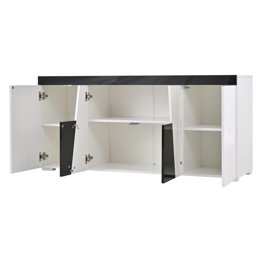 okwish Sideboard mit LED Beleuchtung in Weiß, modern mit 4 Türen, B/T/H: 140 x 40 x 65 cm - Bild 2
