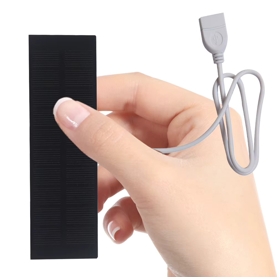 LAIMANEI Monokristallines Mini-Solarpanel 1W 5V mit USB-A Anschluss in Schwarz für Notfall-Solarladegeräte und Beleuchtung - Bild 1