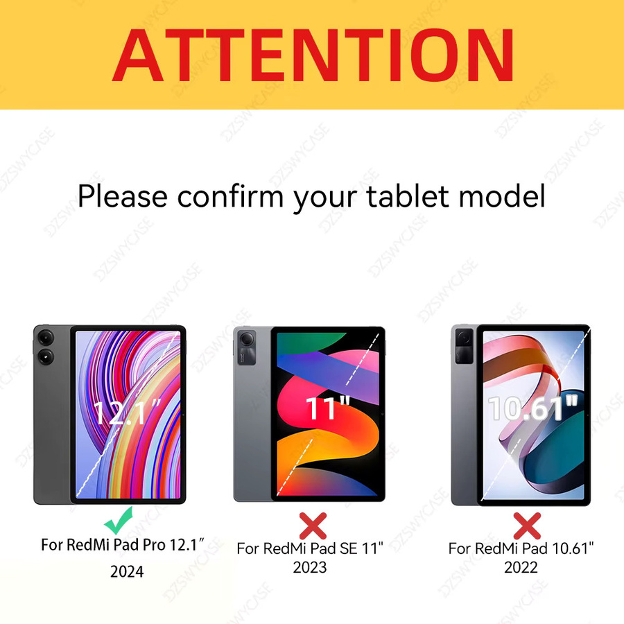 Schutzhülle für Xiaomi Redmi Pad Pro 12,1 Zoll 2024 und Xiaomi Poco Pad mit Stifthalter und Auto Sleep/Wake Funktion in Schwarz oder Pink - Bild 2