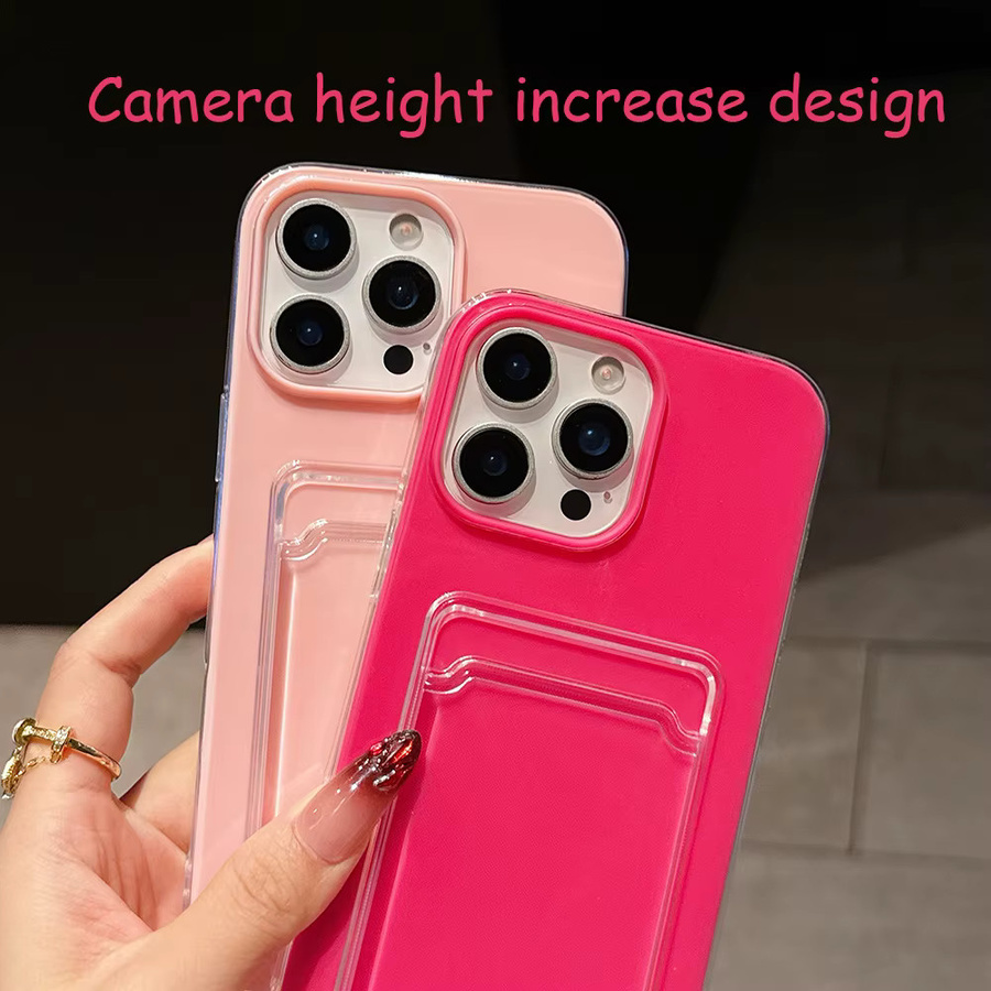YuexTi 2-in-1 Kartenhalter-Brieftasche mit Fotofach und transparenter Candy-Hülle für iPhone 11 bis iPhone 17 Pro Max, stoßfeste TPU+PC Schutzhülle in Weiß oder Pink - Bild 1