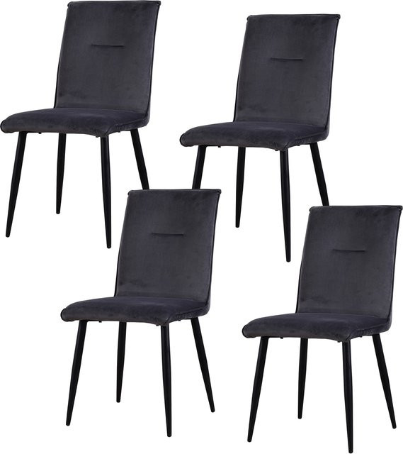 HTI-Living Stuhl Salinas Velvet 4er-Set in Anthrazit mit samtiger Oberfläche - Bild 1