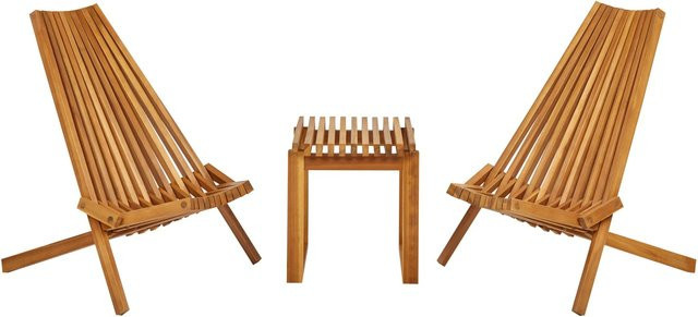 Beliani Bistro Set BELLANO aus Akazienholz und Metall in Braun mit rustikalem Design für Garten, Balkon und Terrasse - Bild 1