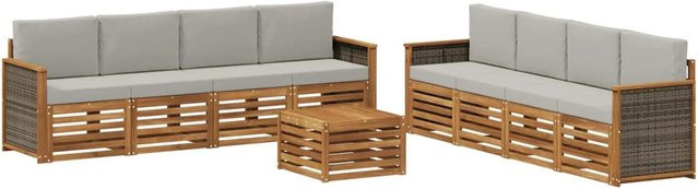 vidaXL Sofagarnitur aus Massivholz Akazie mit 9 Kissen im modernen Latten-Design - Bild 1