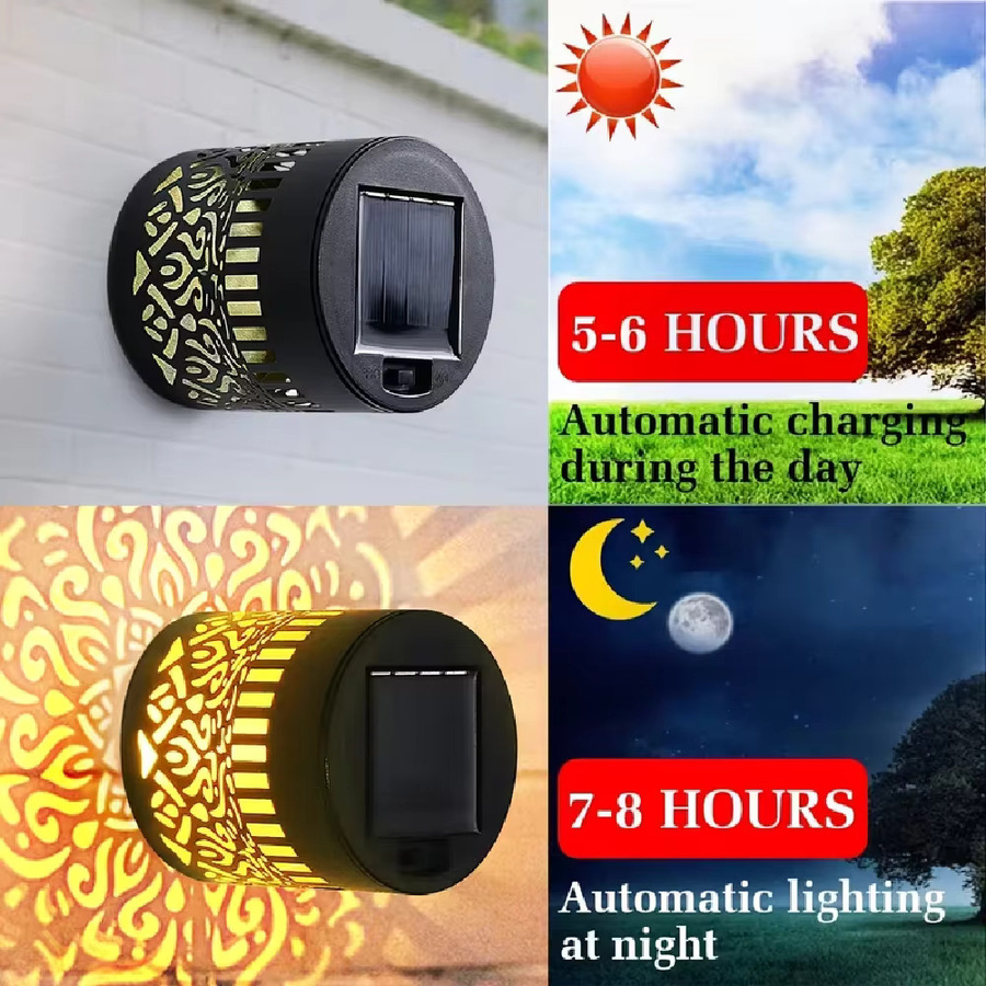WELPUR 2er Set Solar-Wandleuchten aus Metall in Schwarz mit Up-Down-Lichteffekt, IP65 Wasserdicht, Warmweißes Licht für Garten, Terrasse und Außenbereich - Bild 2