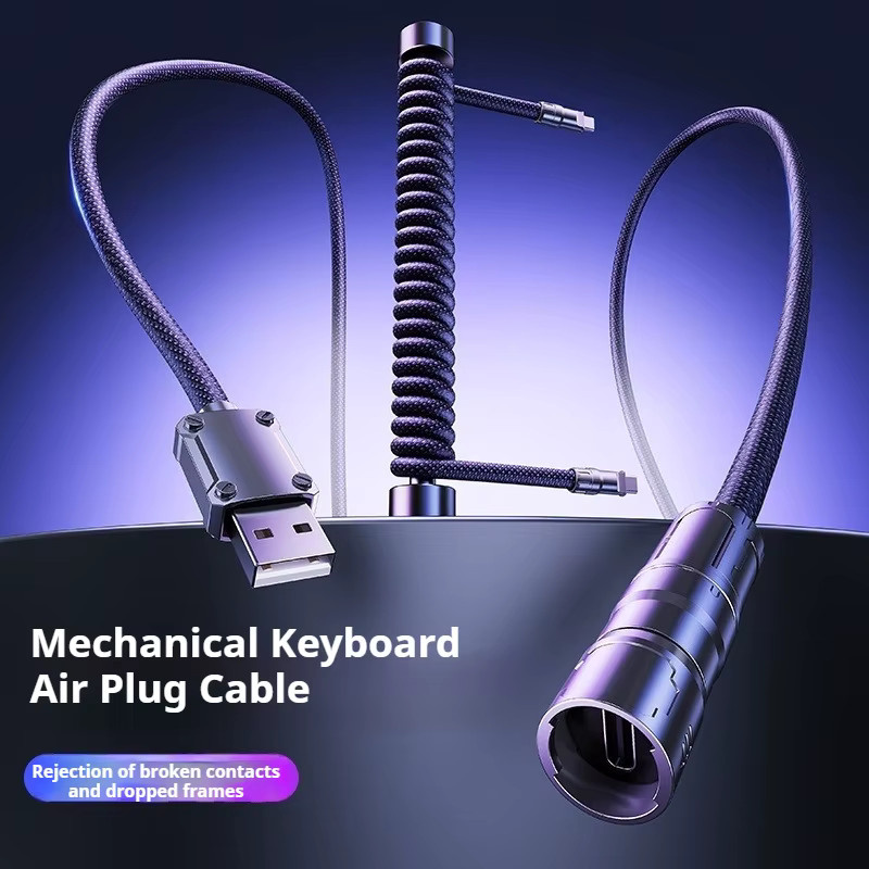 Eary Spiral-Tastaturkabel USB auf Typ-C in Schwarz, 1,2 m Länge, abnehmbarer Metall-Stecker für mechanische Gaming-Tastaturen, PC und Laptop - Bild 4