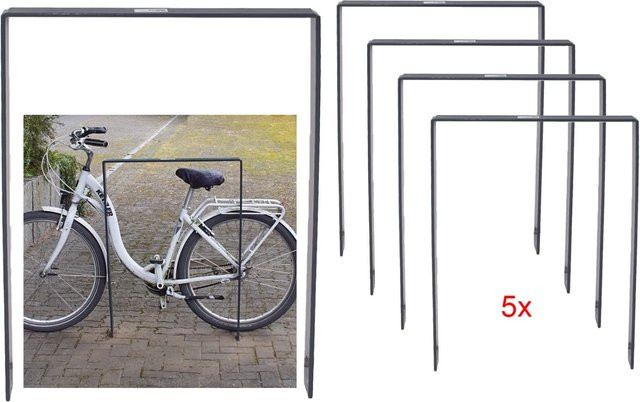 TRUTZHOLM 5er Set Fahrradanlehnbügel Typ U aus Flachstahl in Anthrazit, H x B x T: 115 x 76 cm - Bild 1