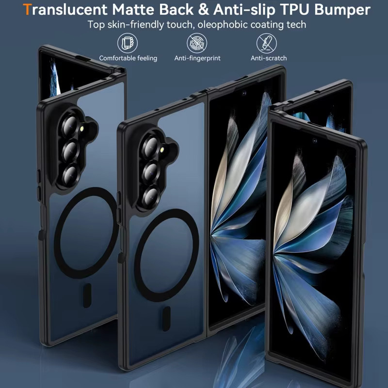 UYUXIO Magnetische Handyhülle für Samsung Galaxy Z Fold 7, Durchscheinend und Schlank, Transparent/Schwarz - Bild 2