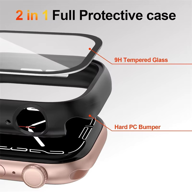 Displayschutz Set mit Glas und Abdeckung für Apple Watch und iWatch Modelle, transparent - Bild 3