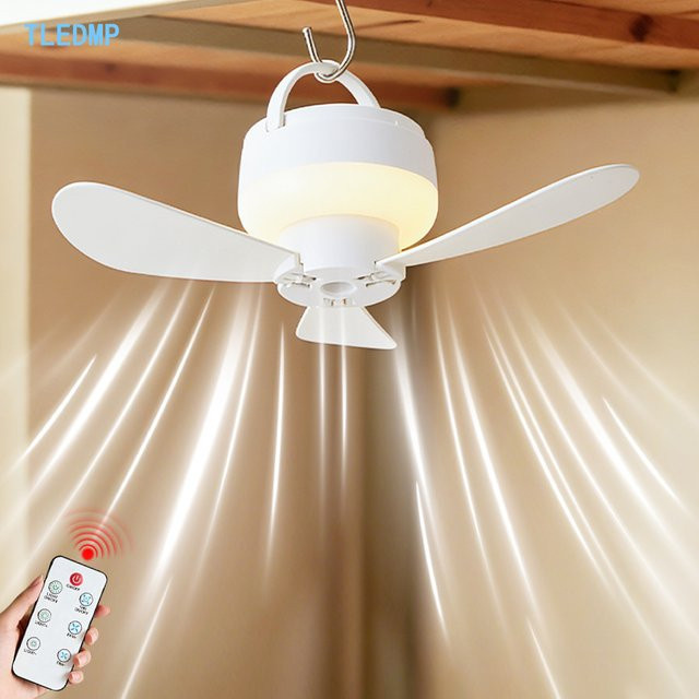 TLEDMP Camping-Ventilator mit Licht, wiederaufladbarer USB-Hängeventilator in Weiß - Bild 1