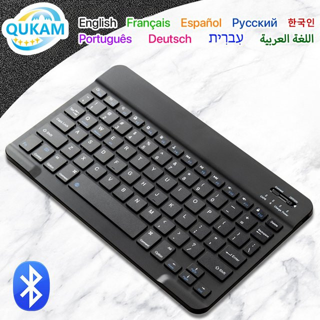 QUKAM Bluetooth-Tastatur schlank und tragbar für iOS Android Windows Tablets und Laptops in Schwarz oder Weiß - Bild 1