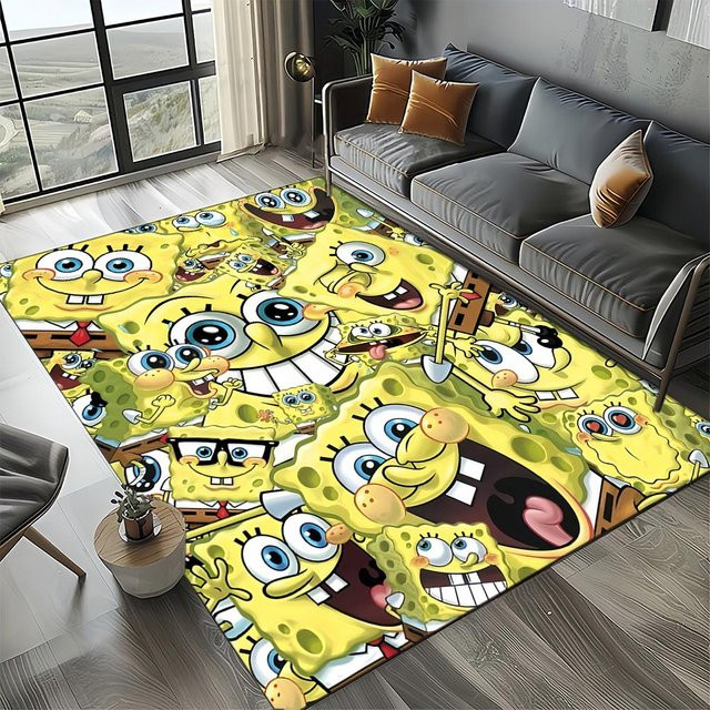 Rutschfester 3D Patrick Star Cartoon Teppich aus Polyester für Wohnzimmer und Kinderzimmer, Gelb, B/H: 60 x 90 cm - Bild 1