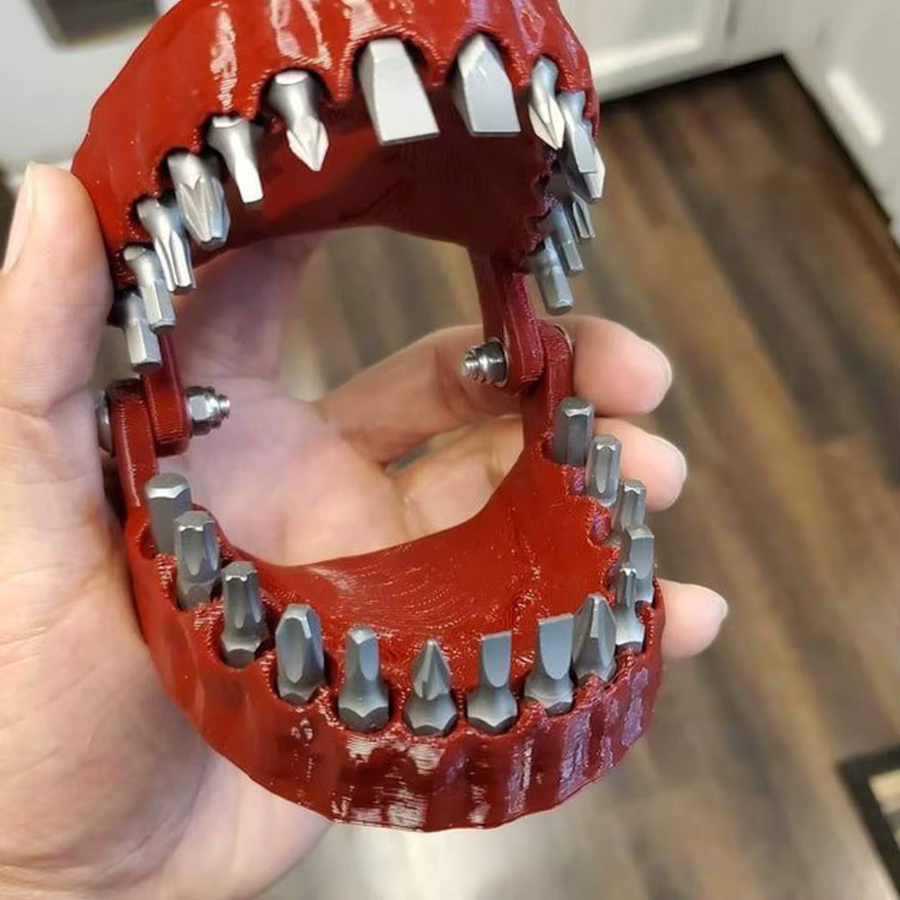 Prothesen-Bohrerhalter im Zahn-Design mit 28 Bits und Adapter-Set in Rot - Bild 3