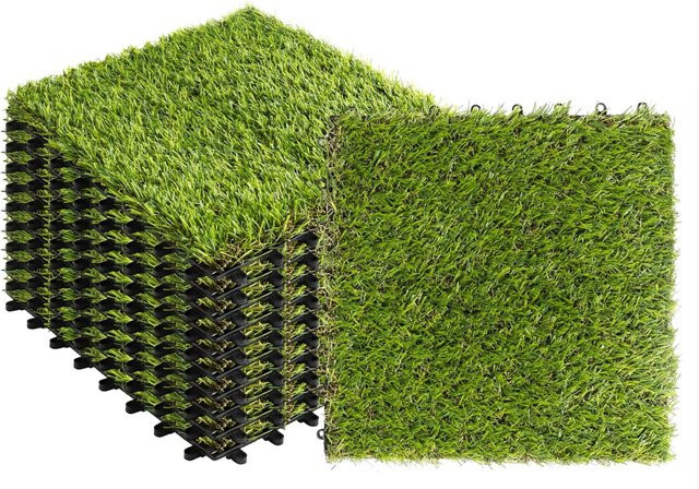 Karat Terrassenfliesen Kunstrasen in Grün, 11er-Set mit Click-System, B/T: 30 x 30 cm - Bild 1