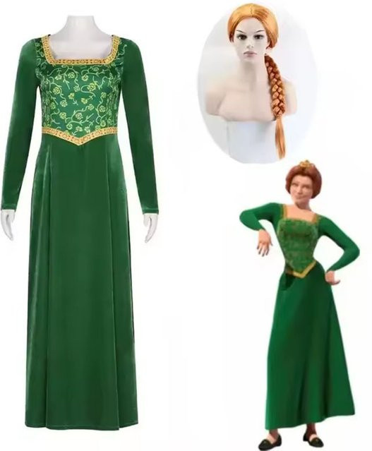 HHYRCOS Prinzessin Shrek Cosplay Kostüm, Grünes Kleid, für Erwachsene Frau - Bild 1