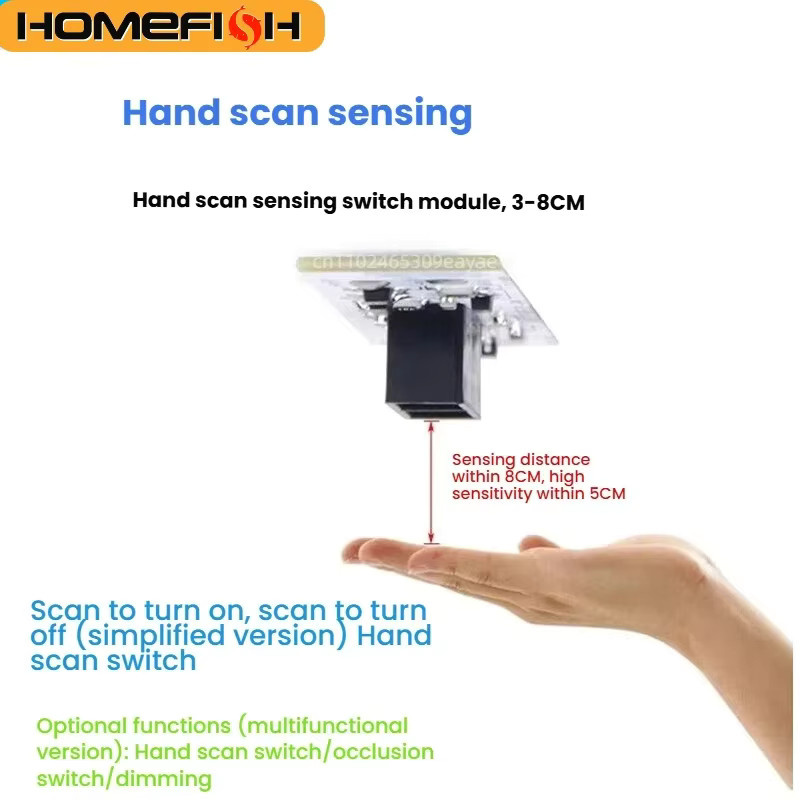 HOMEFISH Handbewegungssensor-Schaltmodul für LED-Beleuchtung in Schränken und Schuhregalen, USB-Anschluss, 5V-12V-24V kompatibel - Bild 2