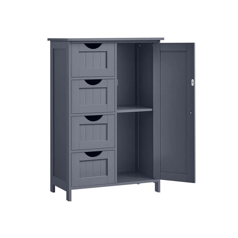 Vasagle Schmaler Badschrank mit 4 Schubladen in Grau, B/T/H: 30 x 55 x 81 cm - Bild 2