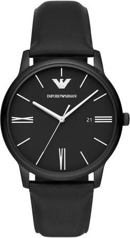 Emporio Armani Armbanduhr, Quarz, Leder, 42 mm, Herren, Schwarz - Bild 1