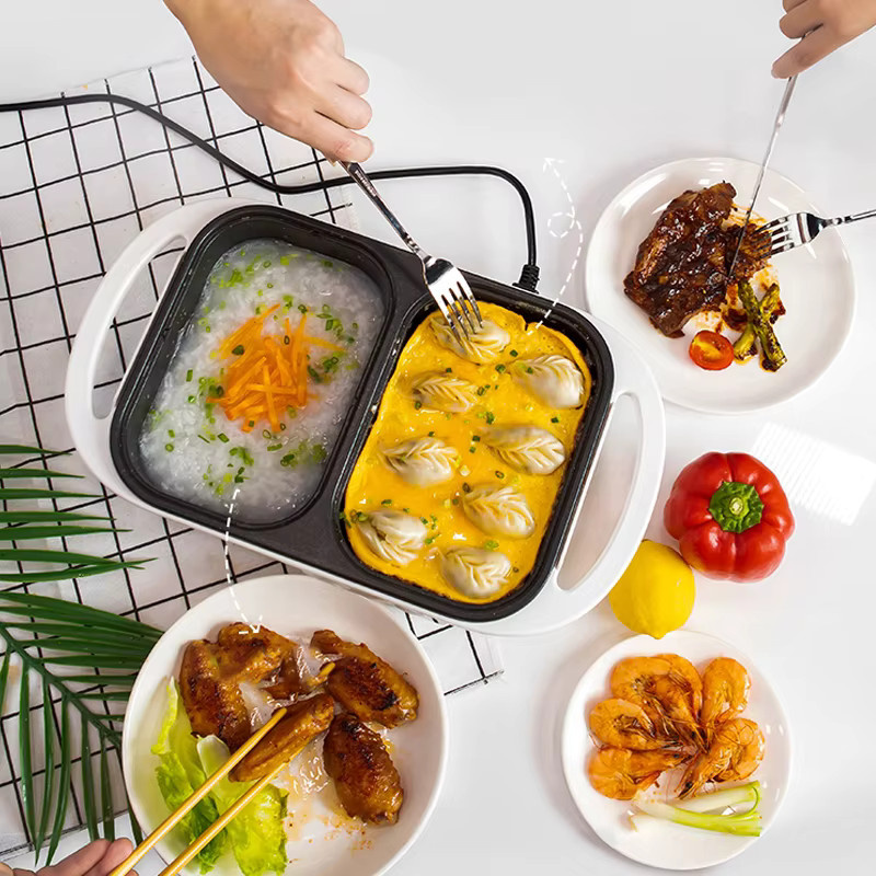 BALASHOV 2-in-1 Multikocher mit BBQ-Grillplatte und Hot Pot in Grün und Weiß - Bild 5