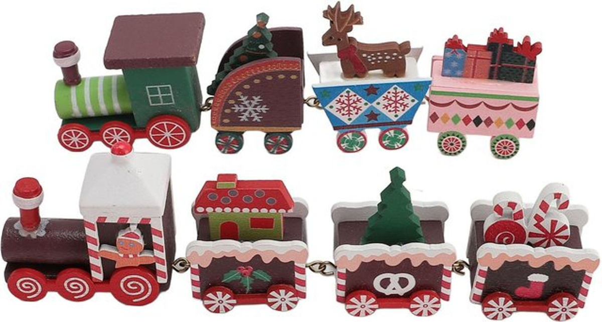 GoolRC Weihnachts-Miniaturzug aus Holz als dekorative Weihnachtsdekoration in Braun und Mehrfarbig - Bild 1