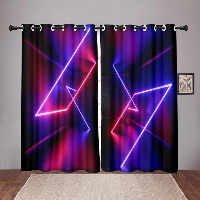 Verdunkelungsvorhang von Yiran Furniture mit Neon-Grafikdesign, Mehrfarbig, B: 55 cm, H: 185 cm - Bild 1