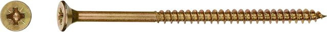 LUX-TOOLS Senkkopf Spanplattenschraube mit PZ-Antrieb aus verzinktem Stahl, Farbe Gold, Durchmesser: 5 mm, Länge: 90 mm, 50 Stück - Bild 1