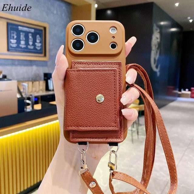 Xiaomi Crossbody Handyhülle aus PU-Leder und Silikon mit Kartenhalter und Lanyard in Braun für Redmi und Xiaomi Modelle - Bild 1