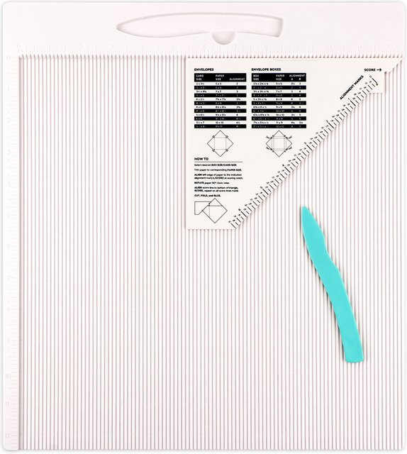 Mehrzweck-Score- und Faltwerkzeug in Weiß zur Herstellung von Umschlägen und Geschenkboxen, B/B/B: 30,5 x 30,5 x 30,5 cm - Bild 1
