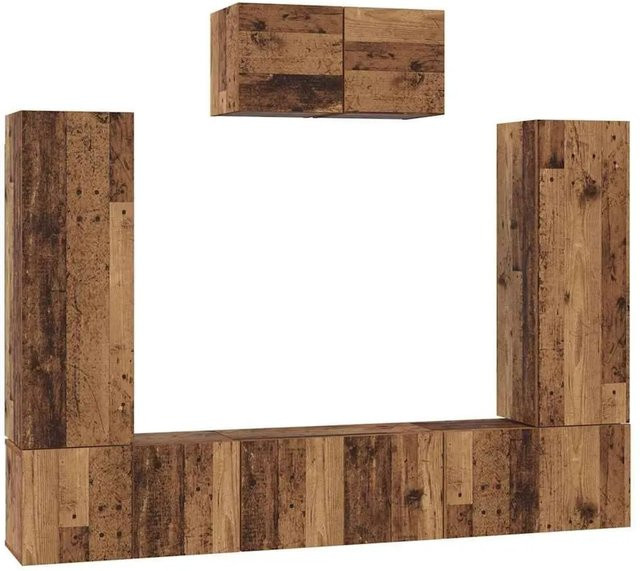 vidaXL 7-teiliges TV-Schrankset Wandmontage aus Altholz und Holzwerkstoff in Braun - Bild 1