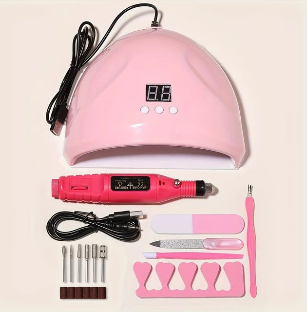LINMANDA USB-Elektro-Nagelfeilen-Set mit UV-LED-Nagellampe und Acryl-Starter-Set - Bild 1