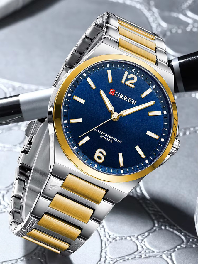 CURREN Armbanduhr, Quarz, Edelstahl, Bicolor, Blau, Herren - Bild 6