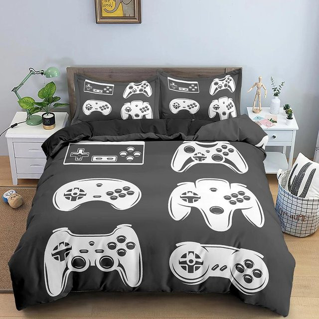 Bettwäscheset Your Warm Home Videospiele Design für Teenager, Grau, Polyester, B/H: 140 x 210 cm, inklusive 2 Teile - Bild 1