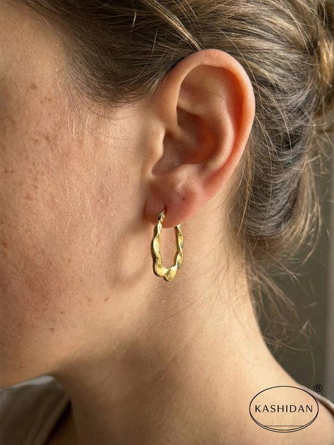 KASHIDAN Creolen Edelstahl, Gold, Damen - Bild 1
