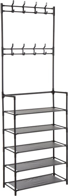 Garderobe mit Schuhregal und Haken von genialo in Schwarz - Bild 1