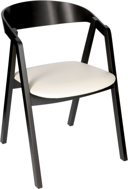 VEGA Stapelstuhl Calma aus Buchenholz und Kunstleder, 2er Pack, Sitz weiß, Gestell schwarz lackiert, B/T/H: 54 x 53 x 79 cm - Bild 1