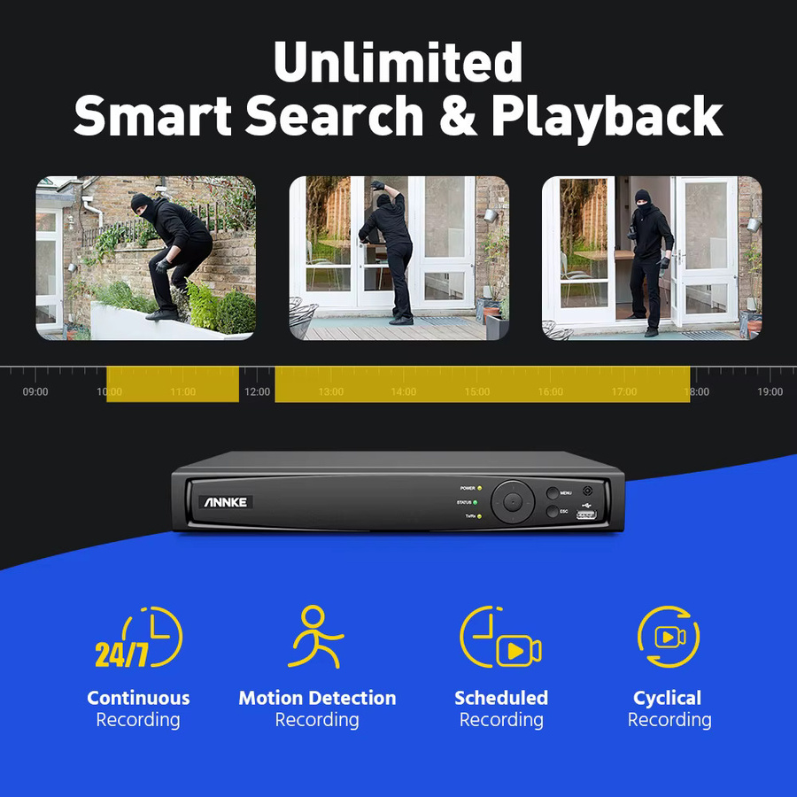 ANNKE 4K PoE Videoüberwachungssystem mit 8CH NVR und 8MP 12MP Sicherheitskameras CCTV-Kit in Weiß mit Audioaufnahme und Zwei-Wege-Audio - Bild 3