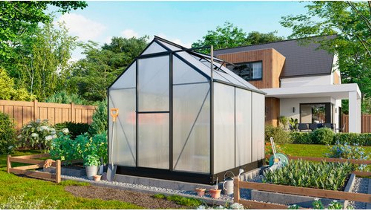 Vitavia Gewächshaus Eos in Schwarz mit Polycarbonat-Verglasung und Stahlfundamentrahmen, B/T/H: 197,7 x 208,0 x 229,0 cm - Bild 3