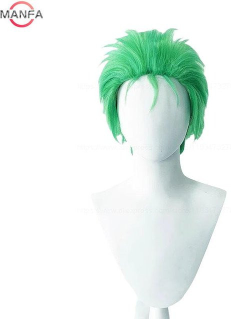 Grüne Cosplay Perücke, kurz geschichtet, hitzebeständig, Synthetik - Bild 1
