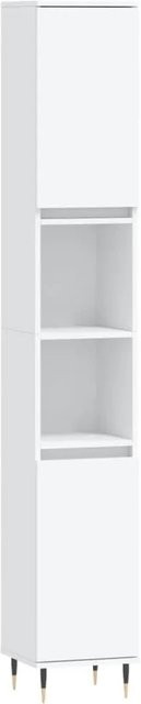 vidaXL Badschrank Weiß im industriellen Stil mit Türen und offenen Regalen, B/T/H: 30 x 30 x 190 cm - Bild 1