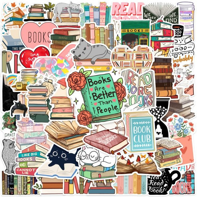 Bunte Lesebücher Aufkleber aus Papier für DIY Scrapbooking und Dekoration, Mehrfarbig - Bild 1