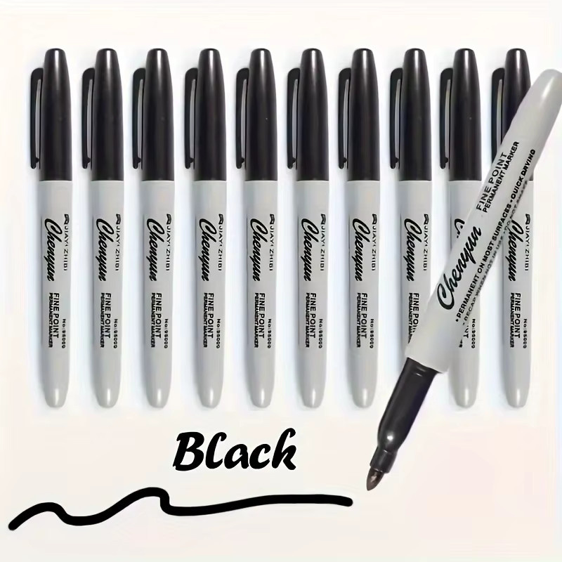 Permanentmarker mit feiner 1 mm Spitze in Schwarz, wasserfest und schnell trocknend - Bild 3