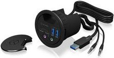 Icy Box USB 3.0 Tisch-Hub IB-HUB1403B in Schwarz mit 4 USB 3.0 Ports, Type-C, Type-A und Audio Ein-/Ausgang - Bild 1