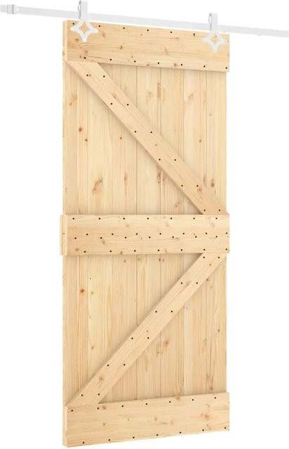 vidaXL Schiebetür aus massivem Holz in Weiß und Beige, B/H: 100 x 210 cm - Bild 1